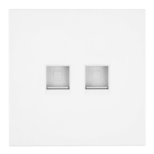 Розетка компьютерная 2-местная RJ-45 (механизм), STEKKER,  серия Мия, RST00-3111-01, белая магнолия