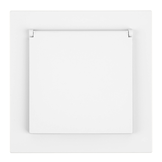 Розетка 1-местная с крышкой с защ. штор, STEKKER, с/з, 250В, 16А, серия Мия, RST16-3112-01, белая магнолия