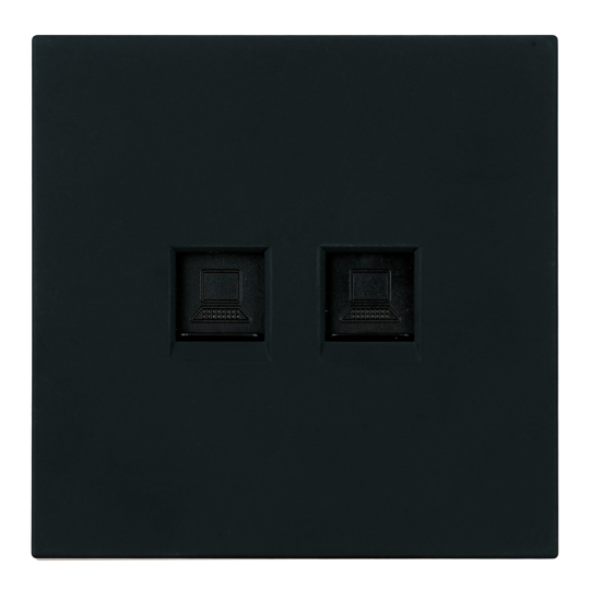 Розетка компьютерная 2-местная RJ-45 (механизм), STEKKER,  серия Мия, RST00-3111-05, черный бархат