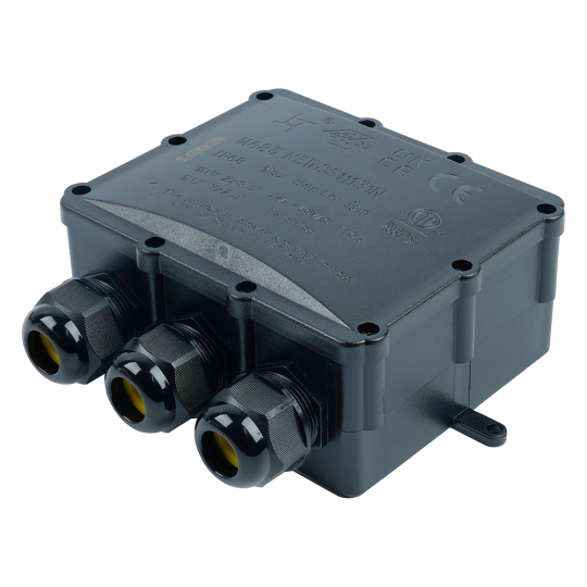 Распределительная коробка STEKKER LD553, количество вводов: 4, поликарбонат, нейлон, цвет черный, размер 163,1*151,6*59,4мм.