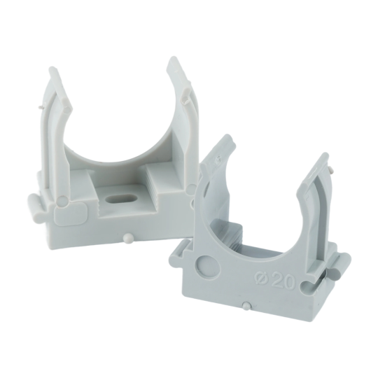 Крепеж-клипса для труб для прямого монтажа STEKKER PMPH32G серая в п/э D32 мм (упаковка 25 шт)