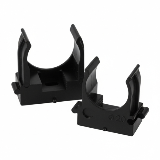 Крепеж-клипса для труб для прямого монтажа STEKKER PMPH32B черная в п/э D32 мм (упаковка 25 шт)