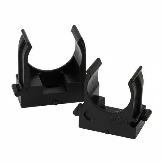 Крепеж-клипса для труб для прямого монтажа STEKKER PMPH25B черная в п/э D25 мм (упаковка 100 шт)