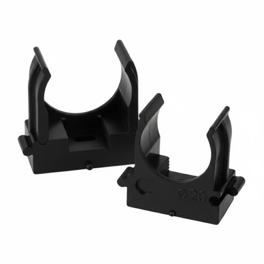 Крепеж-клипса для труб для прямого монтажа STEKKER PMPH20B черная в п/э D20 мм (упаковка 100 шт)