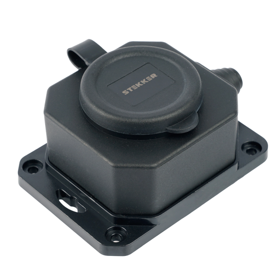 Розетка переносная 1-местная c/з STEKKER, RST16-1-44, 250В, 16А, IP44, черный