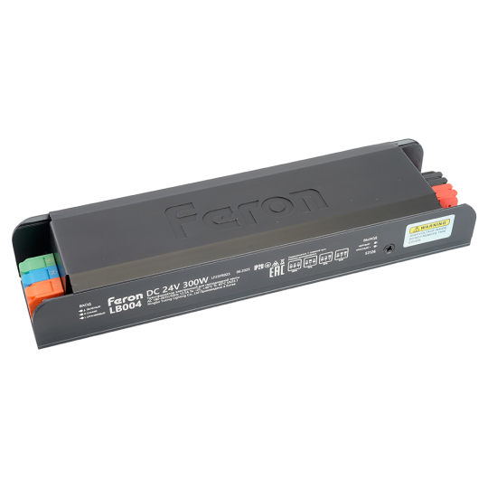 Трансформатор электронный для светодиодной ленты с плавным пуском и диммированием 300W 24V IP20, клипсы, LB004