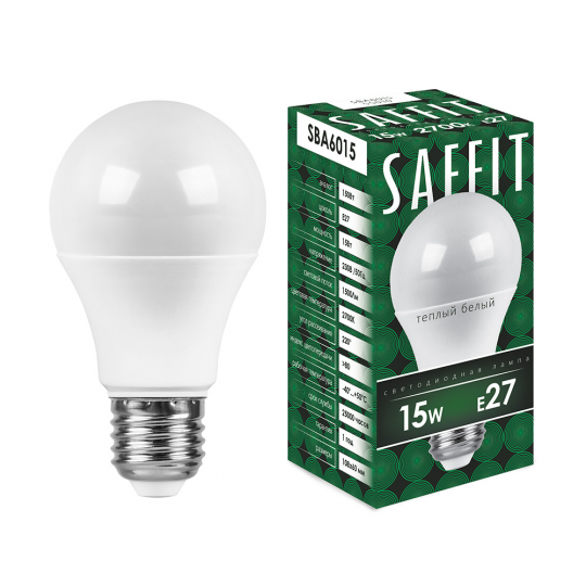 Лампа светодиодная SAFFIT SBA6015 Шар E27 15W 230V 2700K