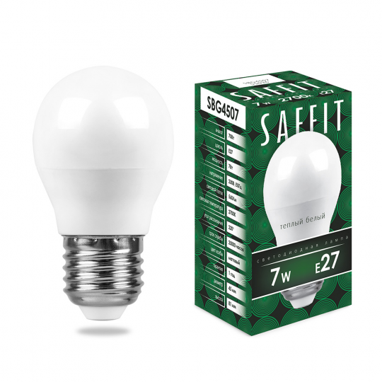 Лампа светодиодная SAFFIT SBG4507 Шарик E27 7W 2700K