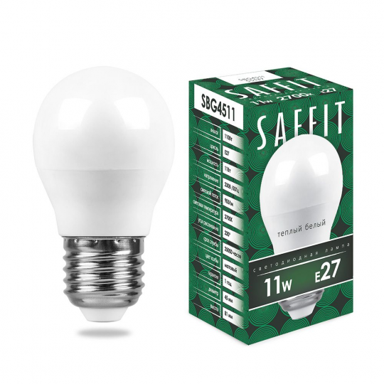 Лампа светодиодная SAFFIT SBG4511 Шарик E27 11W 2700K