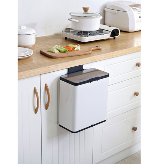 Ведро для мусора, внутр ведро, держатель м/мешков, Foodatlas JAH-541, 6л (белый)