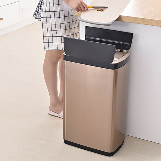 Ведро для мусора сенсорное, прямоугольное, створки, внутр ведро, Foodatlas JAH-5212, 30 л (золотой)