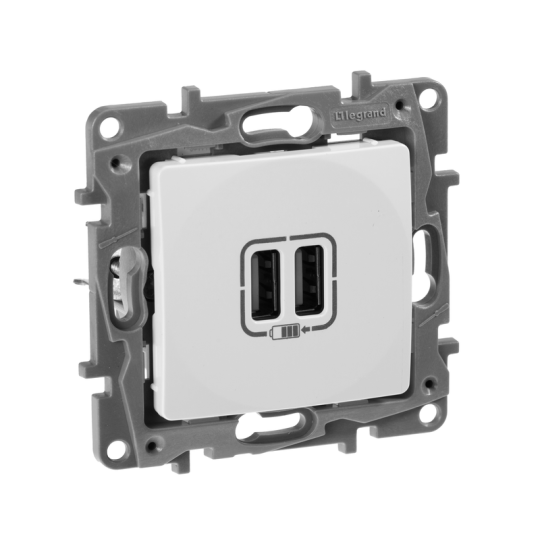 ETIKA Роз. USB A+A 15Вт бел.