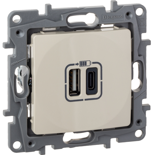 ETIKA Роз. USB A+C 15Вт сл. кость