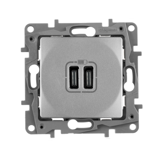 ETIKA Роз. USB C+C 15Вт алюм.