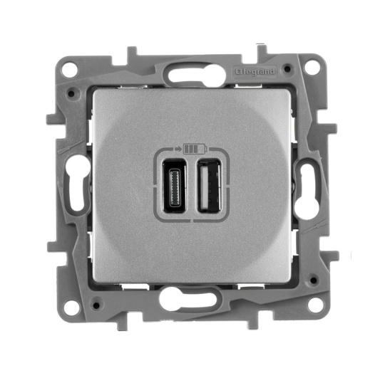 ETIKA Роз. USB A+C 15Вт алюм.