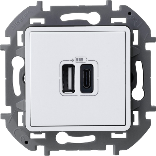 INSPIRIA Зар. устр. USB А+С 3000мА 5Вбел.