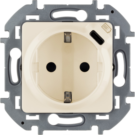 INSPIRIA Роз. с з/к/ш б/к 16А с USB C 5В слон. к.