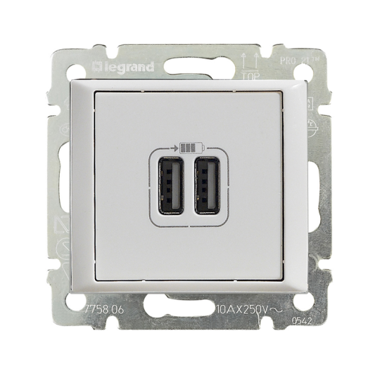 VALENA DIY Роз. USB A+A 15Вт бел.