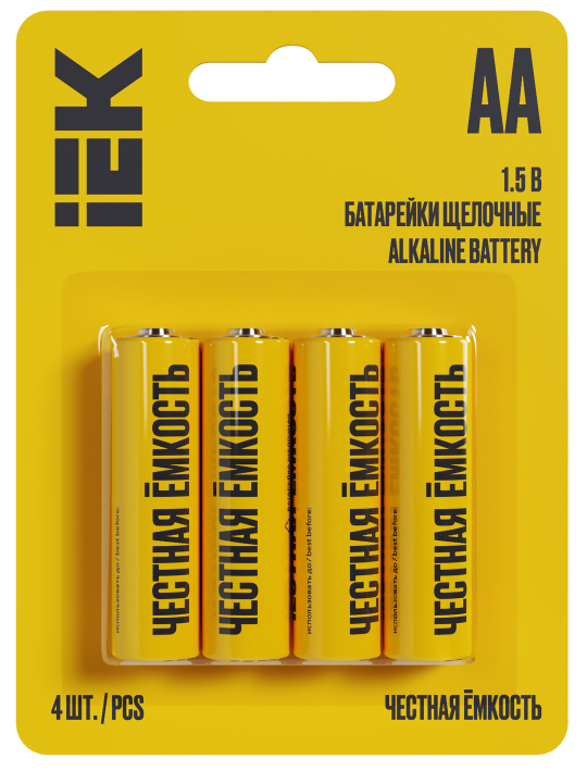 Батарейка щелоч. Alkaline LR06/AA (4шт/блистер) IEK