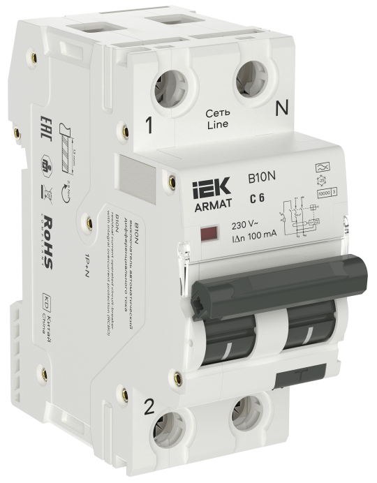 ARMAT АВДТ B10N 1P+NP C6 100мА тип A (36мм) IEK