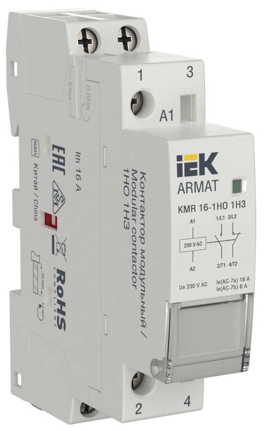 ARMAT Контактор модульный KMR 16А 230В AC 1НО 1НЗ IEK