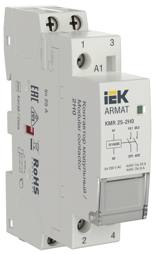 ARMAT Контактор модульный KMR 25А 12В AC/DC 2НО IEK