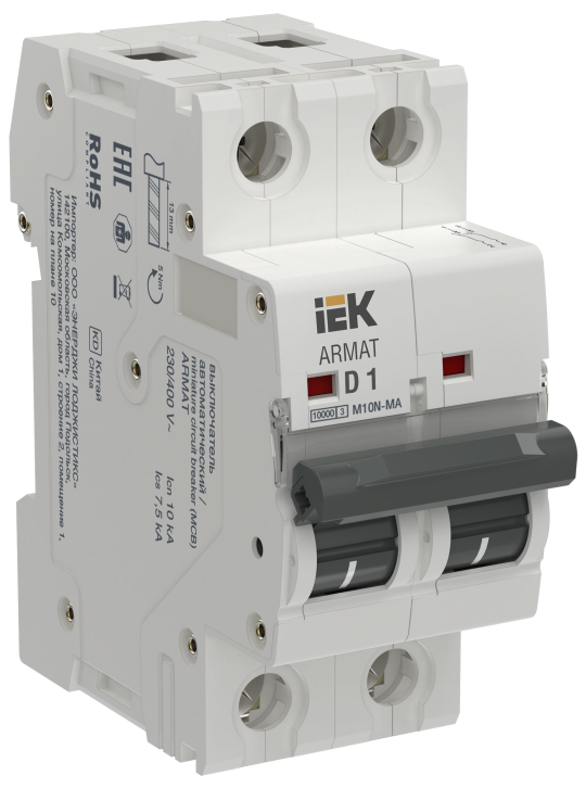 ARMAT Авт. выкл. без тепл. расц. M10N-MA 2P D 1А IEK