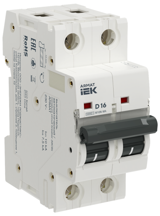 ARMAT Авт. выкл. без тепл. расц. M10N-MA 2P D 16А IEK
