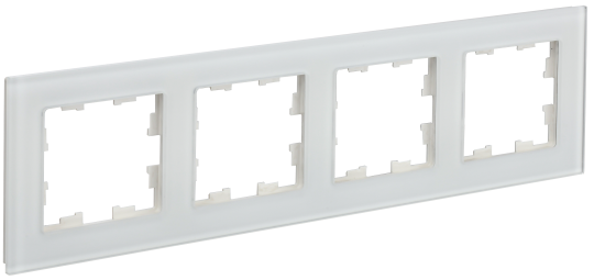 BRITE Рамка 4-мест. РУ-4-2-Бр стекло бел. матовый IEK