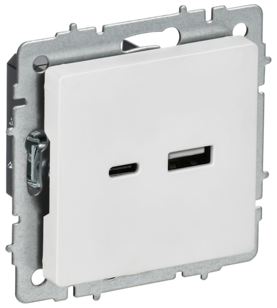 BRITE Роз. USB A+C 18Вт РЮ11-1-БрАБ а/б IEK