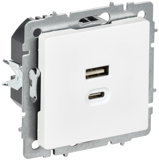 BRITE Роз. USB A+C 45Вт высокоск. зар. РЮ11-2-БрАБ а/б IEK