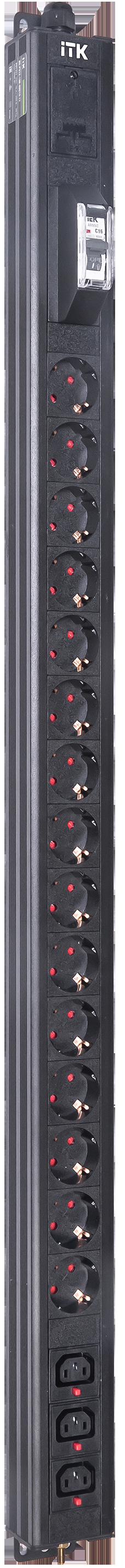 ITK BASE PDU PV1111 24U 1ф 16А 15SCHUKO 3C13 2,6м SCHUKO