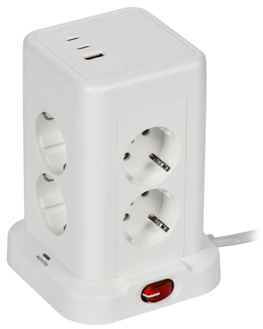 DOMINIC Удлинитель У08K 1,5м 3х1мм2 USB A+C 20Вт бел IEK
