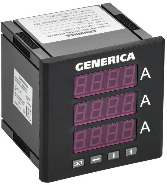 Амперметр цифр. щит. 3-ф. DO RS-485 96х96 LED GENERICA
