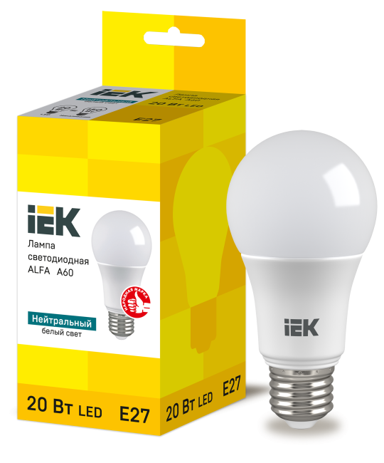 Лампа LED ALFA A60 груша 20Вт 230В 4000К E27 IEK