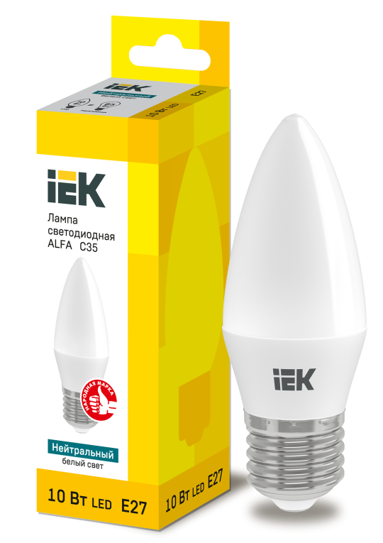 Лампа LED ALFA C35 свеча 10Вт 230В 4000К E27 IEK