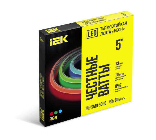 Термонеон 5м 5050-60LED 10Вт/м IP67 13мм 24В RGB IEK