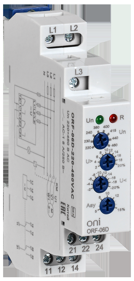 Реле фаз ORF-06D 3ф. 2 конт. 220-460В AC ONI