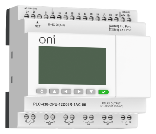 ПЛК 430 Модуль ЦПУ 12 DI 6 RO 220В AC EP с экраном ONI