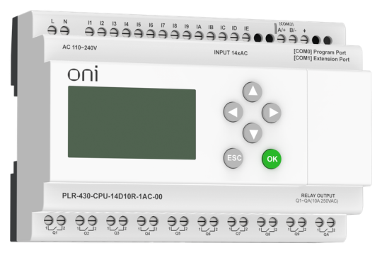 ПЛК 430 Модуль ЦПУ 14 DI 10 RO 220В AC с экраном ONI