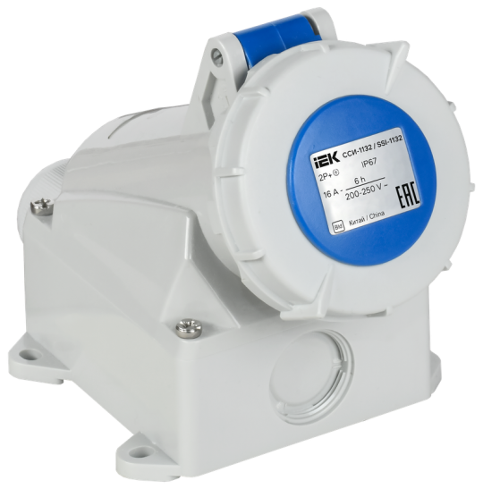 Розетка стц. ССИ-1132 16А-6ч 220В 2P+PE IP67 IEK