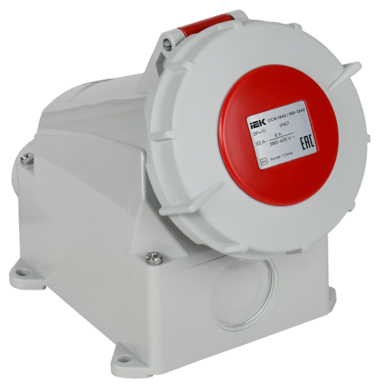 Розетка стц. ССИ-1242 32А-6ч 380В 3P+PE IP67 IEK