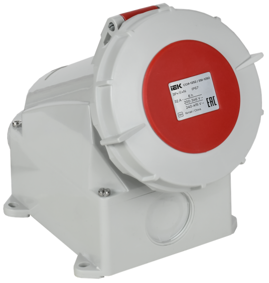 Розетка стц. ССИ-1252 32А-6ч 380В 3P+PE+N IP67 IEK