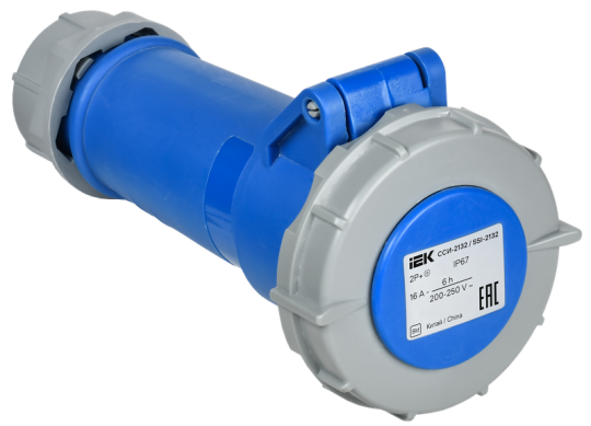Розетка пер. ССИ-2132 16А-6ч 220В 2P+PE IP67 IEK