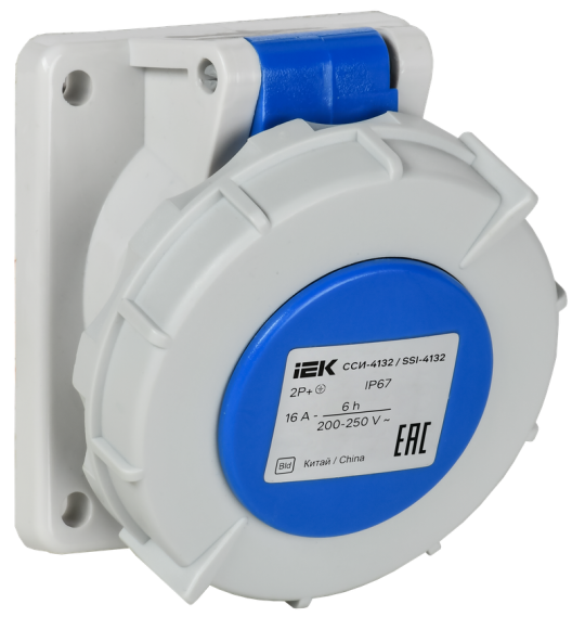 Розетка встр. угл. ССИ-4132 16А-6ч 220В 2P+PE IP67 IEK