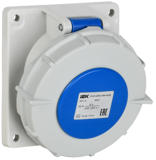 Розетка встр. угл. ССИ-4232 32А-6ч 220В 2P+PE IP67 IEK