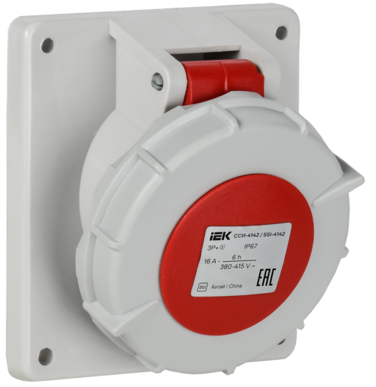 Розетка встр. угл. ССИ-4142 16А-6ч 380В 3P+PE IP67 IEK