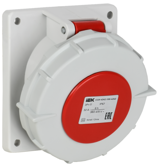 Розетка встр. угл. ССИ-4242 32А-6ч 380В 3P+PE IP67 IEK