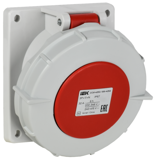 Розетка встр. угл. ССИ-4252 32А-6ч 380В 3P+PE+N IP67 IEK
