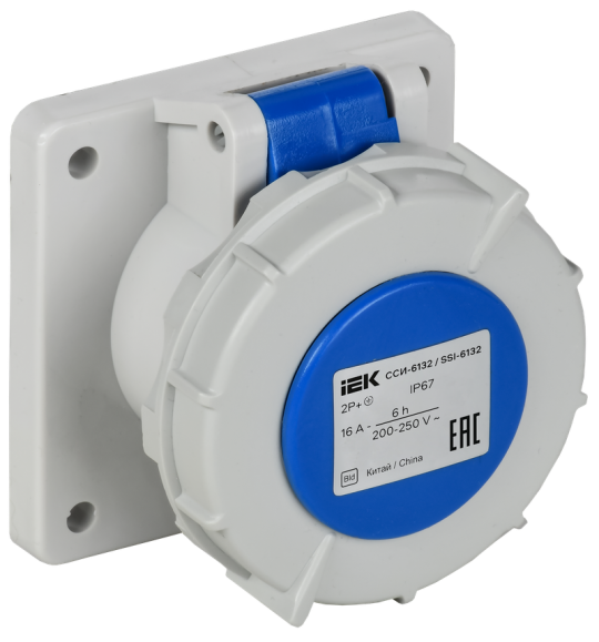 Розетка встр. пр. ССИ-6132 16А-6ч 220В 2P+PE IP67 IEK